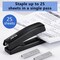 Desktop Office Stapler with 2000 Staples: Half Strip Desk Staplers, take 26/6 Staples 25 Sheets Capacity, Metal Construction, Non-Slip Base, Black, 2-Pack